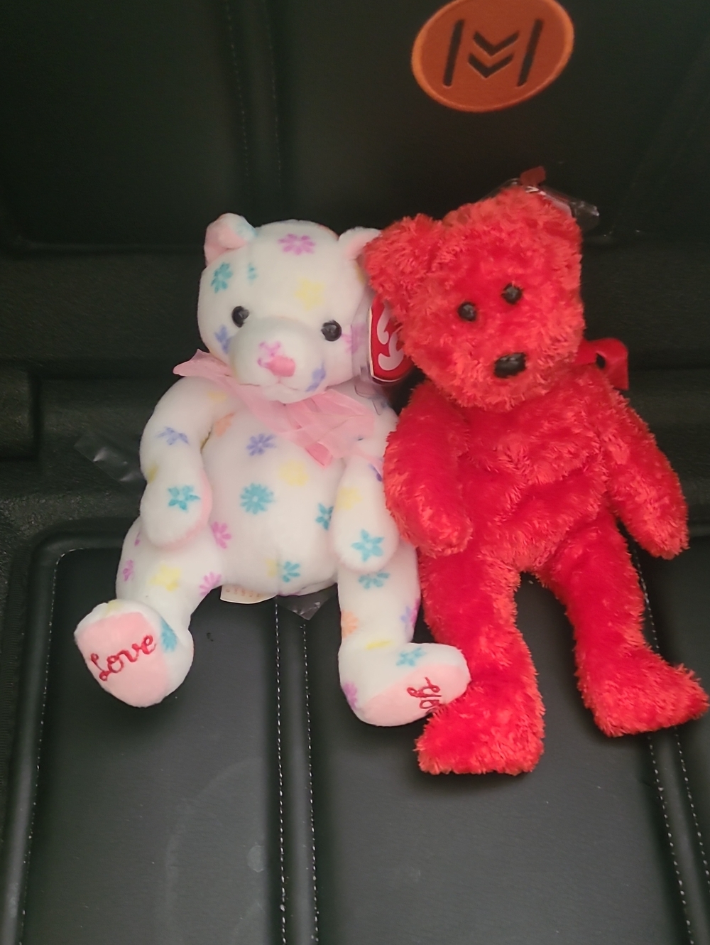 Ty Red Bear and Ty White Snowflake Bear Plush Set